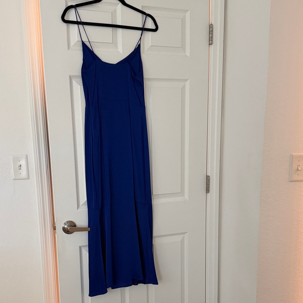 Silk Blue Cowl Neck Dress - Picture 3 of 3